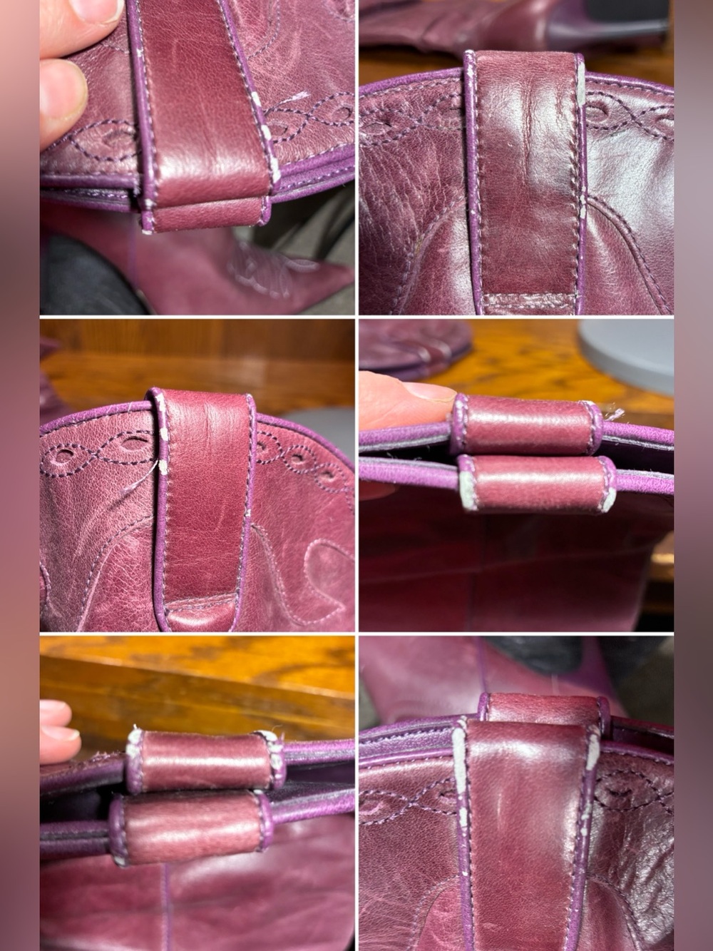 Y2K Steve Madden Purple Leather Slouch Western Boots Ombré Heel Size 8.5 - Picture 13 of 16